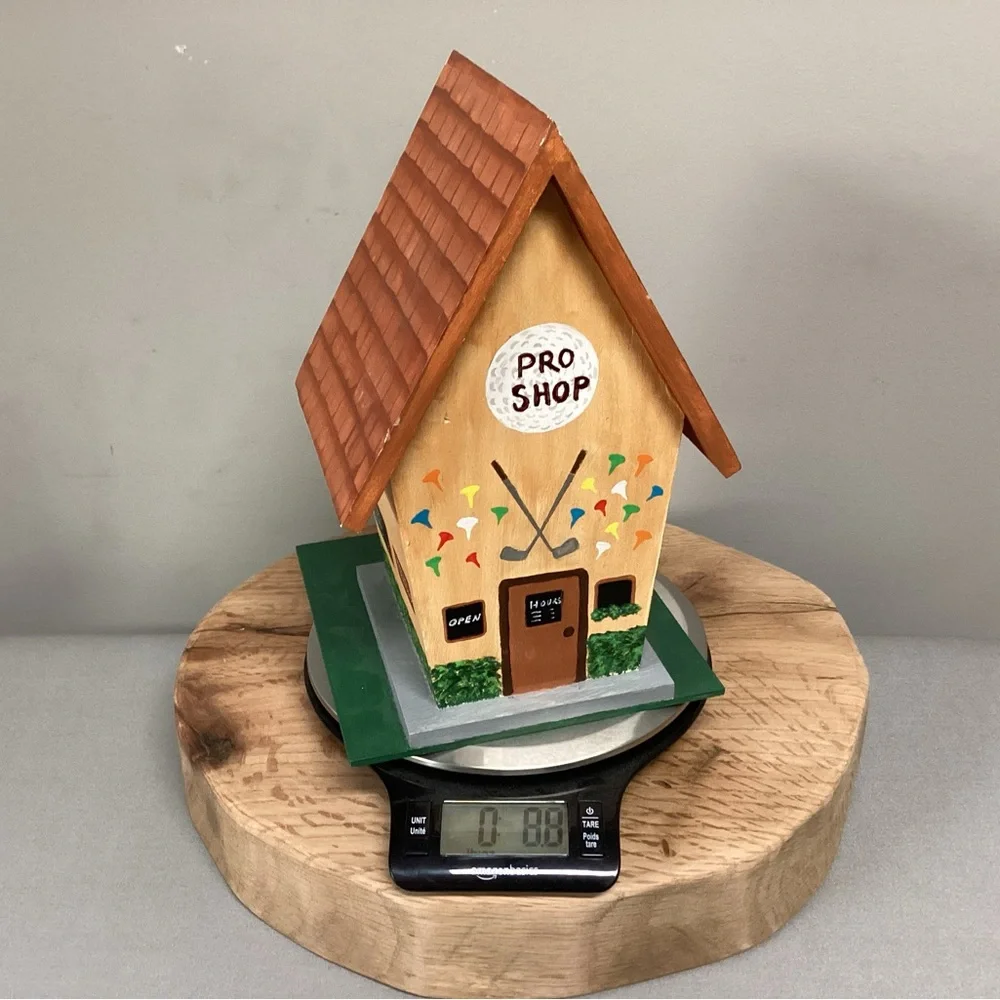 🟢 Vintage & Hand Painted - Solid Wood & Golf Themed Birdhouse - Very Unique - Picture 14 of 14